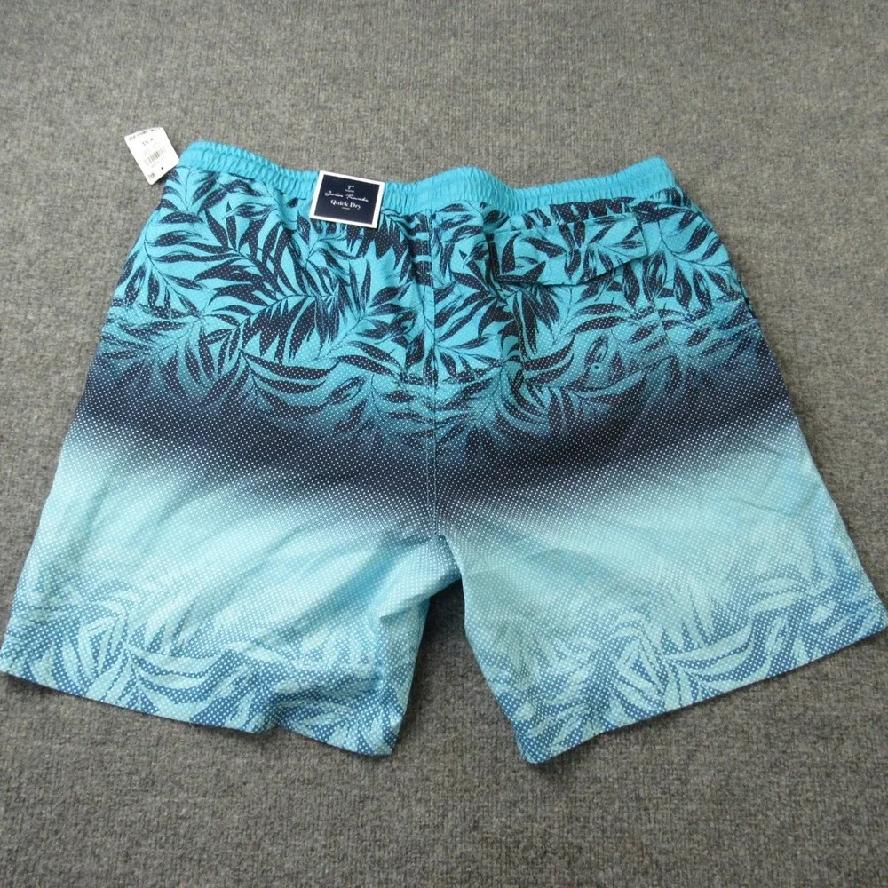 Club Room Swim‎ Trunks Shorts Blue Floral Print XXL Polyester Mesh Lined